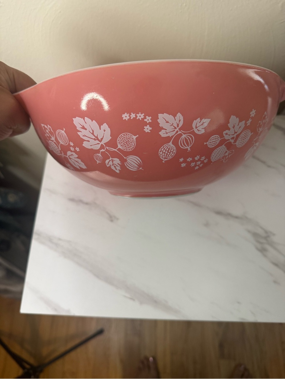 MCM PYREX Pink Gooseberry Cinderella 4 Quart Glass Mixing Bowl #444